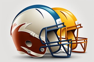 Fototapeta premium American football helmet illustration, sports concept, white background. Generative AI