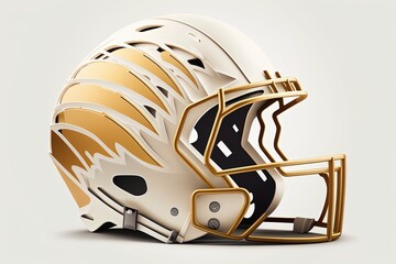 American football helmet illustration, sports concept, white background. Generative AI