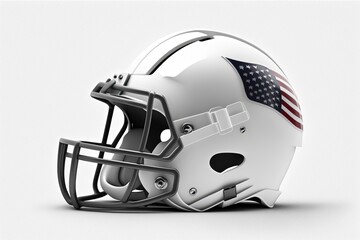 American football helmet illustration, sports concept, white background. Generative AI