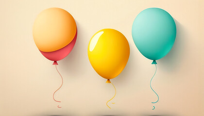Multicolored balloons, happy festive background, generative AI.