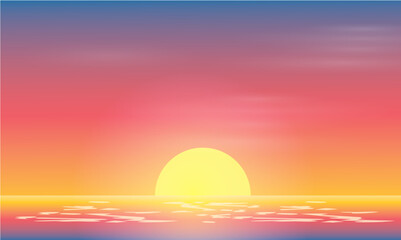Fototapeta na wymiar Colorful sunset beach background landscape.