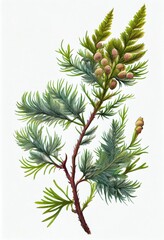 larix Botanical Illustration, a Fantasy Non-Existent Plant Abstract Generative AI Illustration
