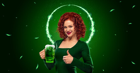 St Patrick Day. Download a photo in high resolution for advertising a beer party in a bar, night...