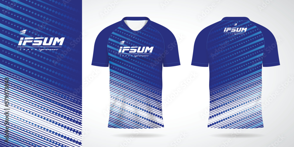 Wall mural blue jersey sport uniform shirt design template