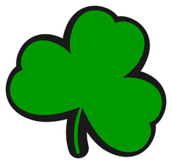 Clover icon, isolated shamrock on white background, St. Patricks Day sign, clover with three leaf, vector illustration