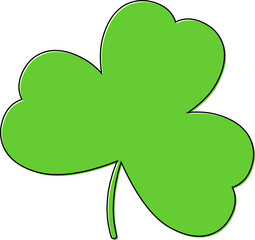 Clover icon, isolated shamrock on white background, St. Patricks Day sign, clover with three leaf, vector illustration