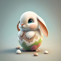 Easter bunny in a easter egg AI generated