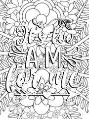 Funny-Quotes Coloring pages. Coloring page for adults and kids. Vector Illustration.