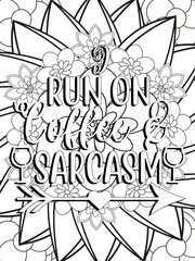 Funny-Quotes Coloring pages. Coloring page for adults and kids. Vector Illustration.