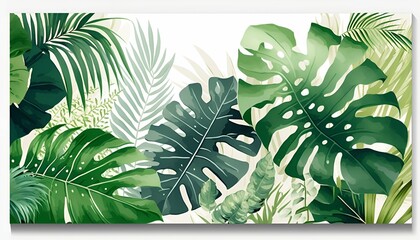 Tropical Greenery with Light Green Leaves on White Generative AI