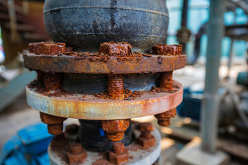 Rust damage paint and corrosion flange form the general attack on carbon steel flanges and bolt nuts on pipeline