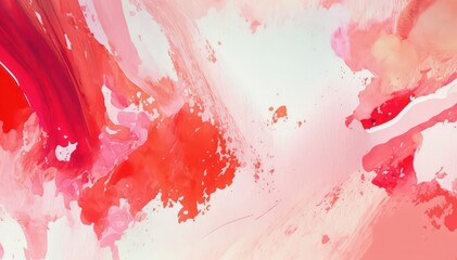 Bright abstract watercolor background. Red paint on white paper. Red and white acrylic wallpaper. Generative AI art.