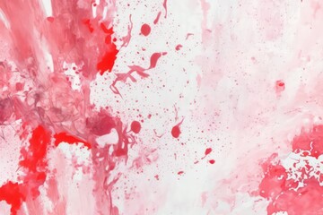 Bright abstract watercolor background. Red paint on white paper. Red and white acrylic wallpaper. Generative AI art.