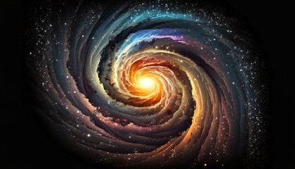Realistic spiral galaxy with stars, generative AI.