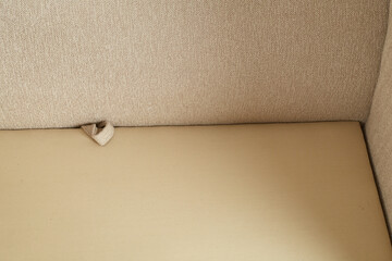 White textured Modern remake of a mid-century modern design sofa. Couch with nubby, soft, and...