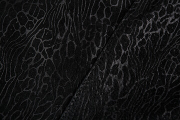 Dark black velvet animal print textural design.