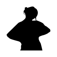 Vector silhouette of young woman , figure of young girl, sexy profile, black color, isolated on a white background