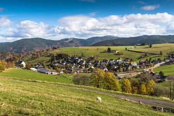 View of the village Hofsgrund at Schauinsland near Freiburg im Breisgau, Oberried, Black Forest, Baden-Wuerttemberg, Germany