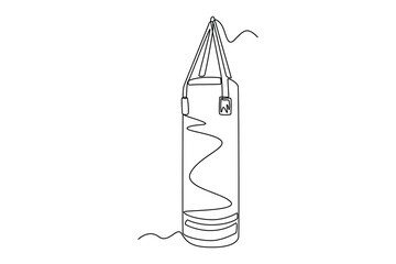 Single one line drawing punching bag. Fitness equipment concept. Continuous line draw design graphic vector illustration.
