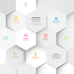 Vector light white minimalist Infographic template with hexagons mosaic