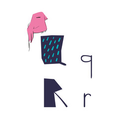 Hand drawn funny letters vector illustration