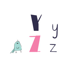 Hand drawn funny letters vector illustration