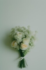 Bouquet of flowers on a light background. Retro composition. Floristry. Generative AI