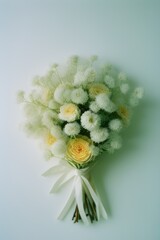 Bouquet of flowers on a light background. Retro composition. Floristry. Generative AI