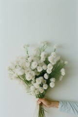 Bouquet of flowers on a light background. Retro composition. Floristry.Generative AI