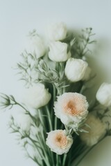 Obraz na płótnie Canvas Bouquet of flowers on a light background. Retro composition. Floristry.Generative AI