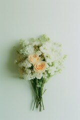 Bouquet of flowers on a light background. Retro composition. Floristry.Generative AI