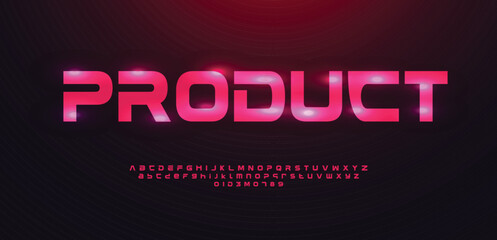 Product font alphabet letters outline linear contour typography techno digital characters.