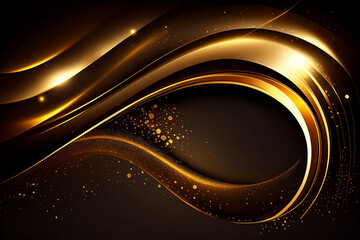 Golden abstract background. Generative AI illustration