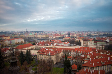 Aerial view on buildings in old Town in Prague, Czech Republic