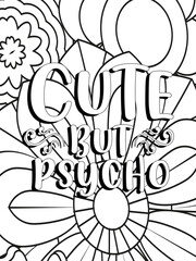 Funny-Quotes Coloring pages. Coloring page for adults and kids. Vector Illustration. 