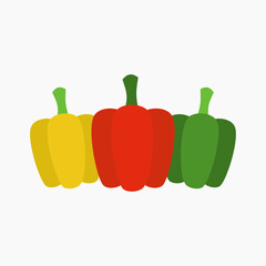 yellow, red, and green bell pepper flat vector clip art for cooking ingredients. food object illustration for poster, banner, and social media