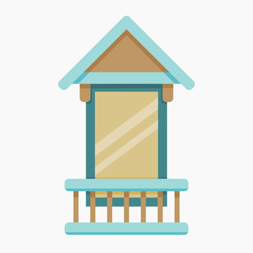recommend clip art: clip art of window with railing. cute cartoon vector art illustration for banner, poster, and website design resouces.