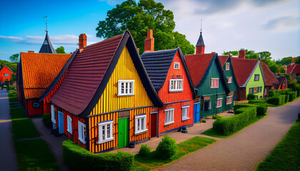 A picturesque village with colorful houses generated by AI
