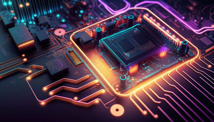 Fototapeta premium Circuit d'ordinateur, Generative AI