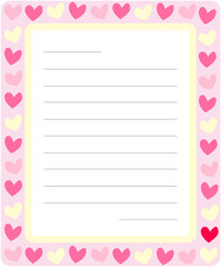 Note paper with heart pattern frame, 편지지 메모지 하트 프레임 일러스트