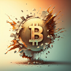 Concept of bitcoin crypto crash, generative AI