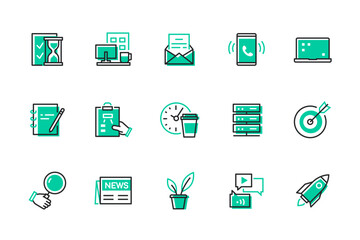 Office - modern line design style icons set