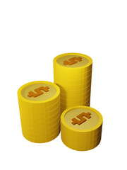 three piles of dollar coins