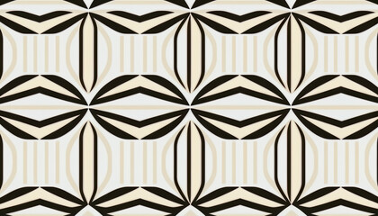 Modern Monochrome Geometric Seamless Wallpaper with Gold Accents Background AI Generated
