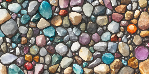 Colorfull stones on the beach surface, a beautiful background image, AI generated image