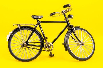 road bike model on a yellow background. transport for travel