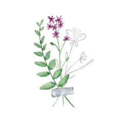 Watercolor bouquet of wildflowers
