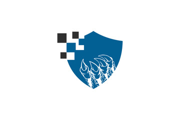 Shield tech safety  with trex claws technology logo design icon element  © Aris_Creative
