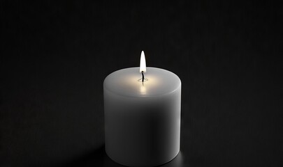 Fototapeta na wymiar a white candle with a lit candle inside of it on a black background. generative ai