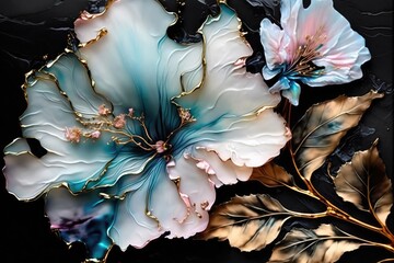 Abstract elegant ink floral texture, made with generative ai